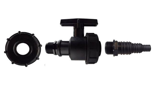 IBC 2” S60X6 Cap with Large Plastic Valve and Pond Connector 13/20/25mm Barb - Armstrong Cheshire