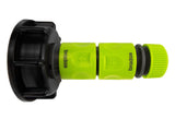 IBC 2” S60X6 Cap with Threaded Hose Fitting, Double Male and Hose Connector Lime - Armstrong Cheshire