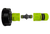 IBC 2” S60X6 Cap with Threaded Hose Fitting, Double Male and Hose Connector Lime - Armstrong Cheshire