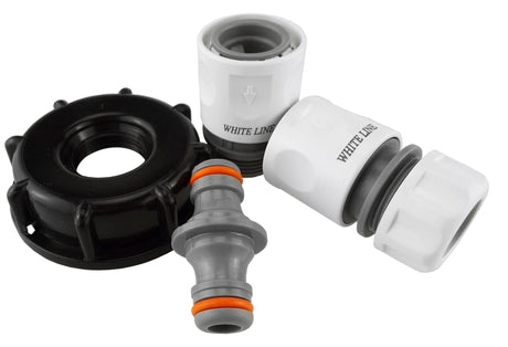 IBC 2” S60X6 Cap with Threaded Hose Fitting, Double Male and Hose Connector WL - Armstrong Cheshire