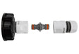 IBC 2” S60X6 Cap with Threaded Hose Fitting, Double Male and Hose Connector WL - Armstrong Cheshire