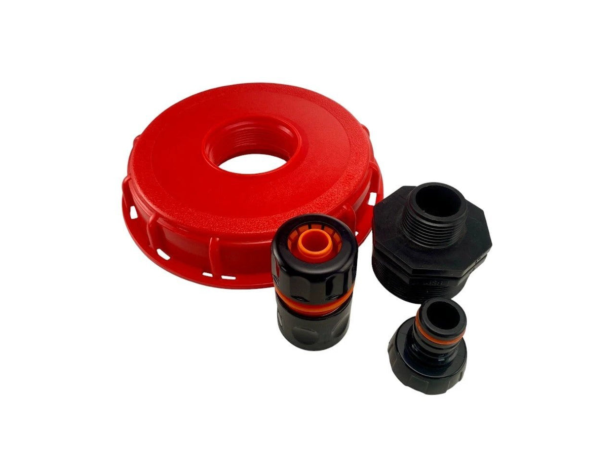 IBC 6-inch Cap Kit with 3/4” Hose Pipe Connector (Black) - Armstrong Cheshire