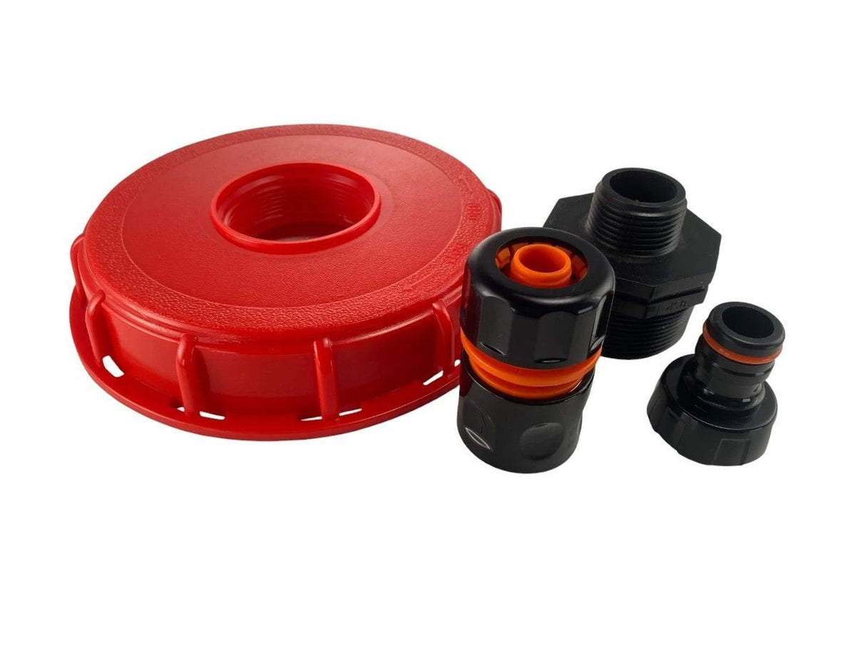 IBC 6-inch Cap Kit with 3/4” Hose Pipe Connector (Black) - Armstrong Cheshire