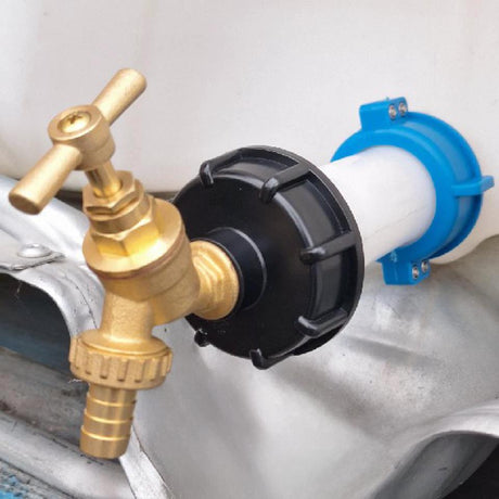 IBC S60x6 M-F Extender Swivel with S60x6 Cap and ½” Barb Brass Bib Tap - Armstrong Cheshire