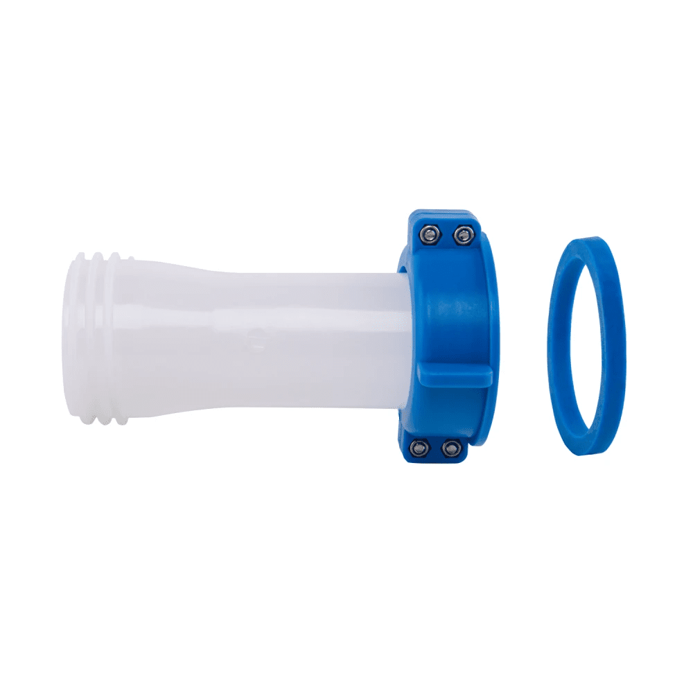 IBC S60x6 M-F Extender Swivel with S60x6 Cap and ½” Barb Lever Tap - Armstrong Cheshire