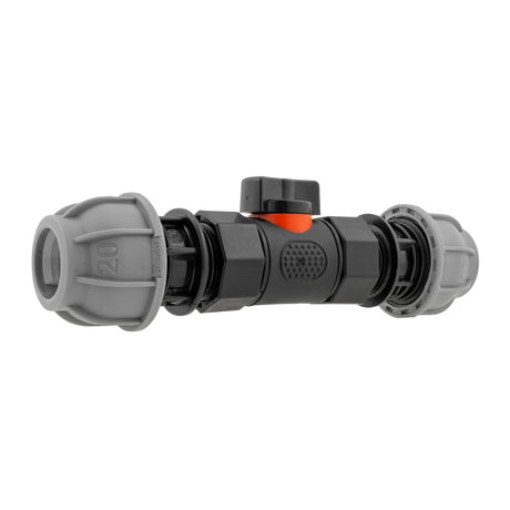 In-Line BSPF Valve with 2 x 20mm MDPE Straight Connectors - Armstrong Cheshire