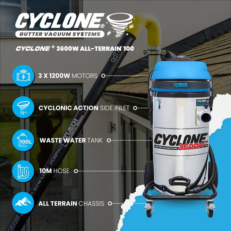 Kiam CYCLONE® All Terrain Gutter Vacuum System 3600W 100L Stainless Steel - Armstrong Cheshire