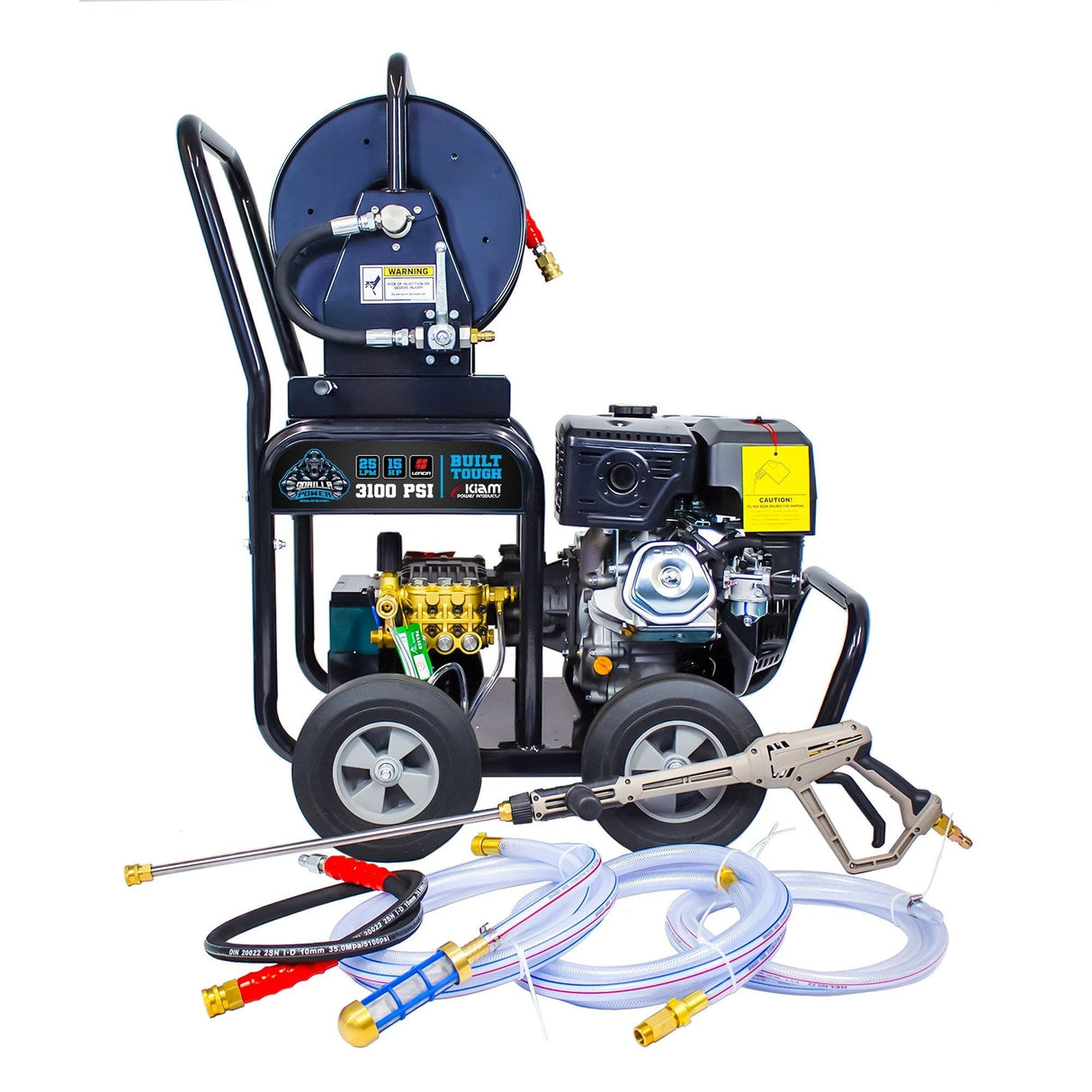 Kiam GORILLA POWER® 3100PSI 25LPM 15HP Petrol Pressure Washer Loncin Engine - Armstrong Cheshire