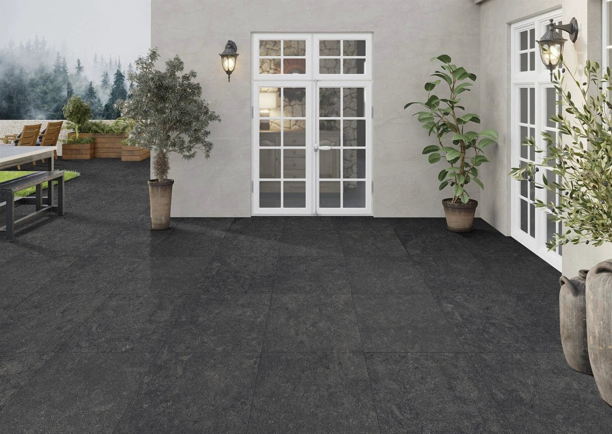 Luzia Porcelain Paving Raven Black Outdoor Tiles - Armstrong Cheshire