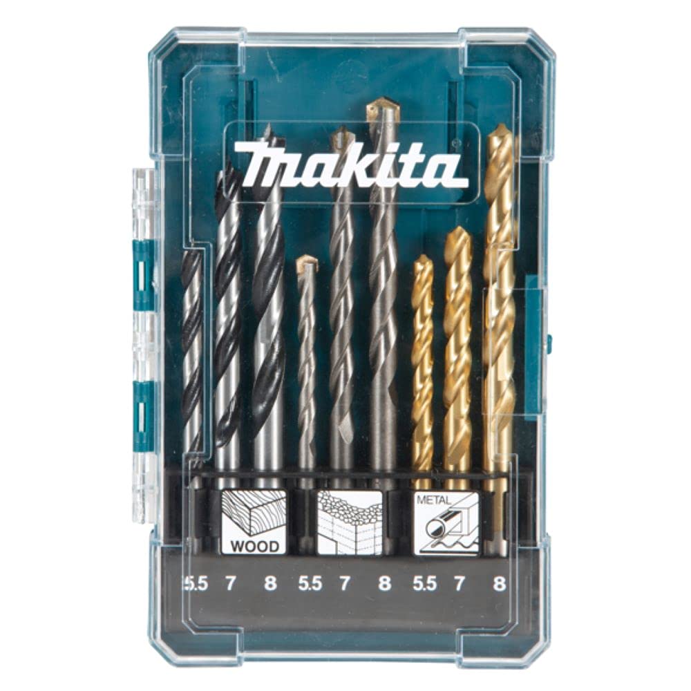 Makita D-71978 9 Piece Mixed Drill Bit Set in Plastic Carry Case
