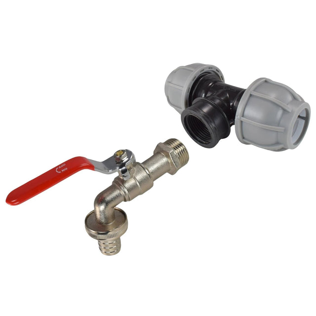 MDPE Tee 20mm and Lever Tap with Barb Outlet - Armstrong Cheshire