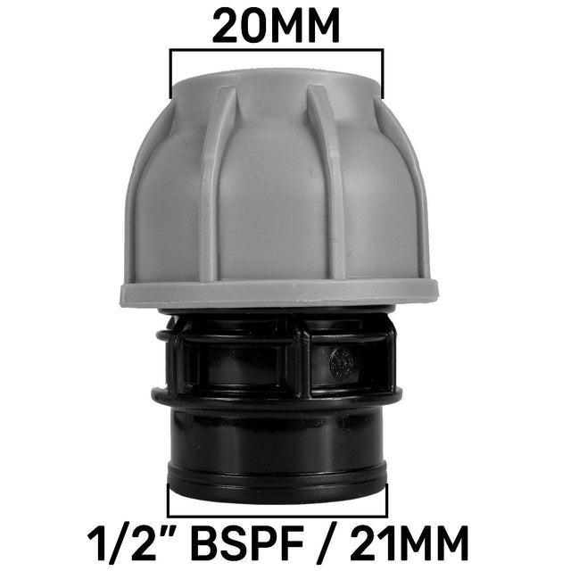 MDPE Straight Joiner 20mm - 1/2" BSPF