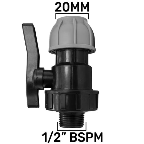 MDPE Valve 20mm - 1/2" BSPM