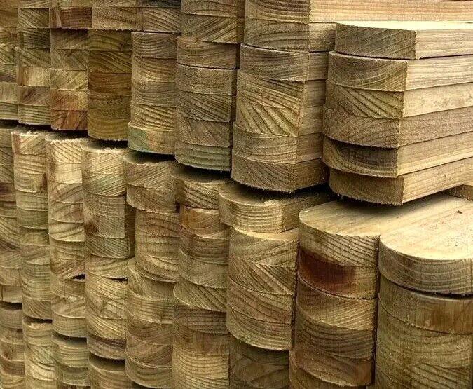 Picket Fencing Slats / Pales Round Top Green Treated Pack 10 - Armstrong Cheshire