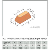 Plinth Stretcher Brick Red Left Hand Plinth External Return PL7.2 - Armstrong Cheshire