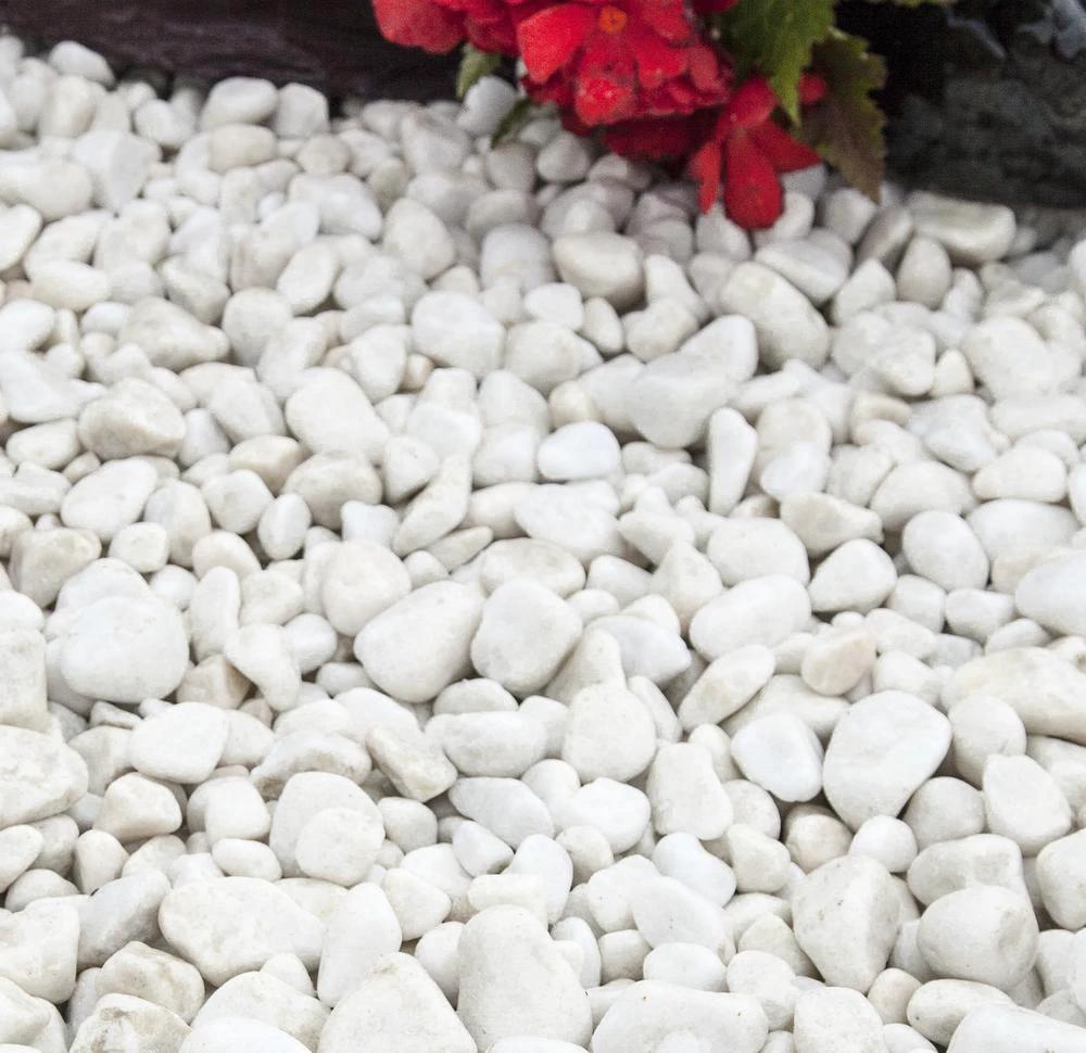 Polar White Spanish Marble Pebbles 20-50mm 25/50 20kg Bags - Armstrong Cheshire