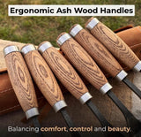 Professional Woodworking Tool Hand-Forged Spoon Carving Gouge Set – 52100 Steel, Ash Handles by CraftoriaShop