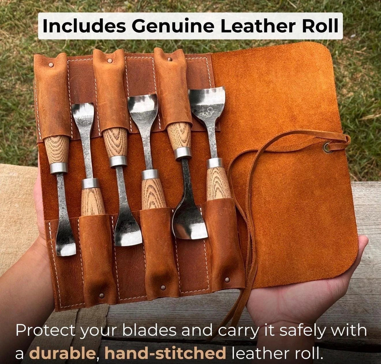 Professional Woodworking Tool Hand-Forged Spoon Carving Gouge Set – 52100 Steel, Ash Handles by CraftoriaShop