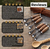 Professional Woodworking Tool Hand-Forged Spoon Carving Gouge Set – 52100 Steel, Ash Handles by CraftoriaShop