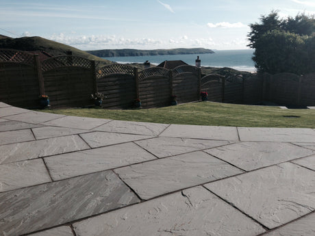 silver grey sandstone paving slab garden