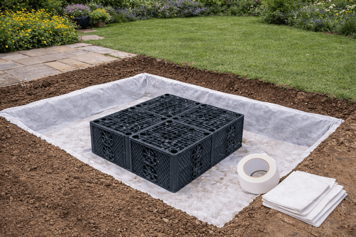 Soakaway Kit Polystorm PSM1A Crate 190L - Geotextile & Joining Tape