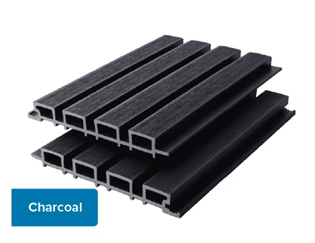Triton Charcoal - Slatted Composite Cladding Panels - Board Width 219mm (200mm wide coverage) x 26mm by Triton