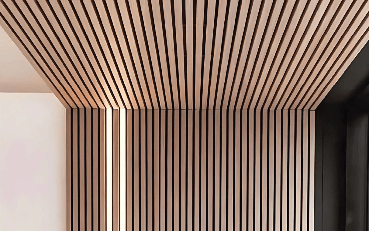 Triton Golden Teak - Slatted Composite Cladding Panels - Board Width 219mm (200mm wide coverage) x 26mm by Triton