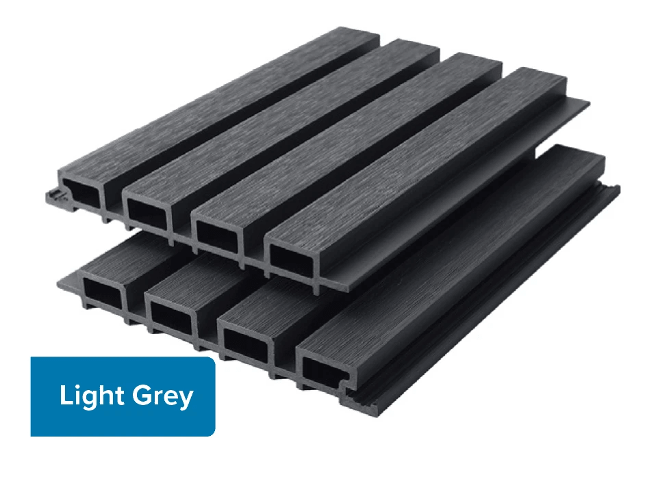 Triton Light Grey - Slatted Composite Cladding Panels - Board Width 219mm (200mm wide coverage) x 26mm by Triton