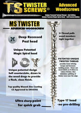 Twister Screws Advanced Multipurpose woodscrew - Armstrong Cheshire