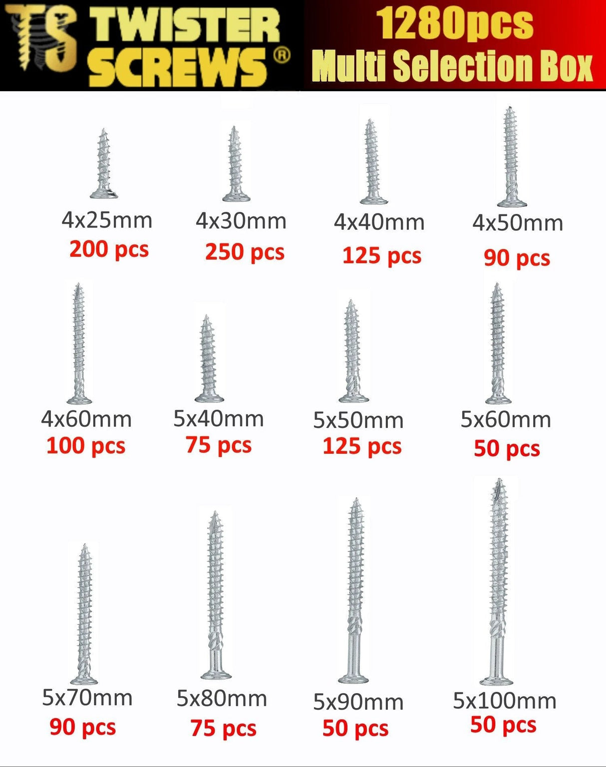 Twister  Zinc-Coated Wood Screws MultiBox 1,280 Piece - Armstrong Cheshire