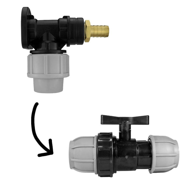 Wall Flange Kit 20mm MDPE + 1/2" Barb Outlet + In Line Valve - Armstrong Cheshire