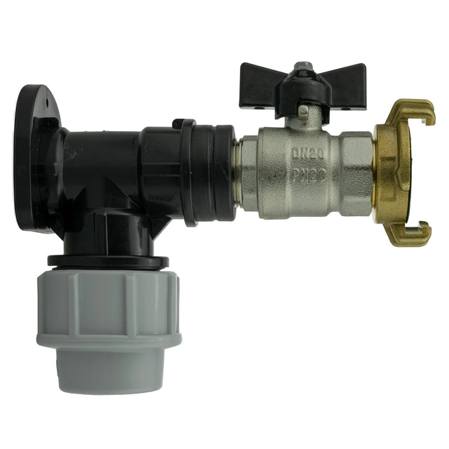 Wall Flange Kit 20mm MDPE + Bib Valve + ½” Geka - Armstrong Cheshire