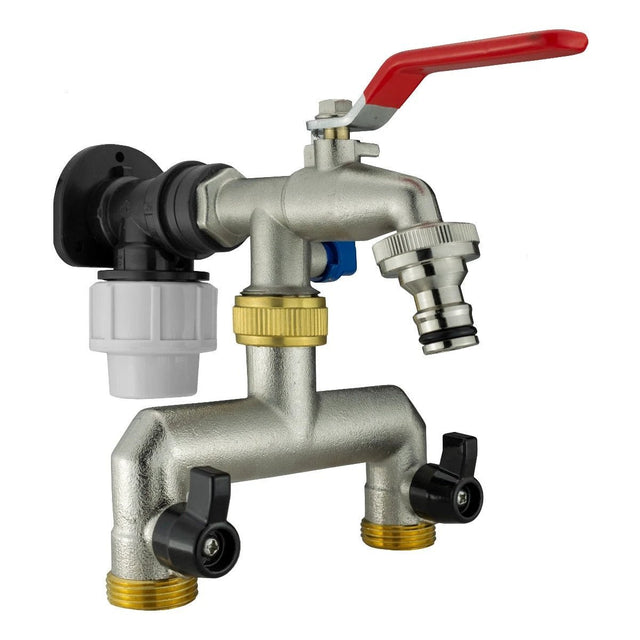 Wall Flange Kit 20mm MDPE - Double Tap with Triple Outlet Thread - Armstrong Cheshire