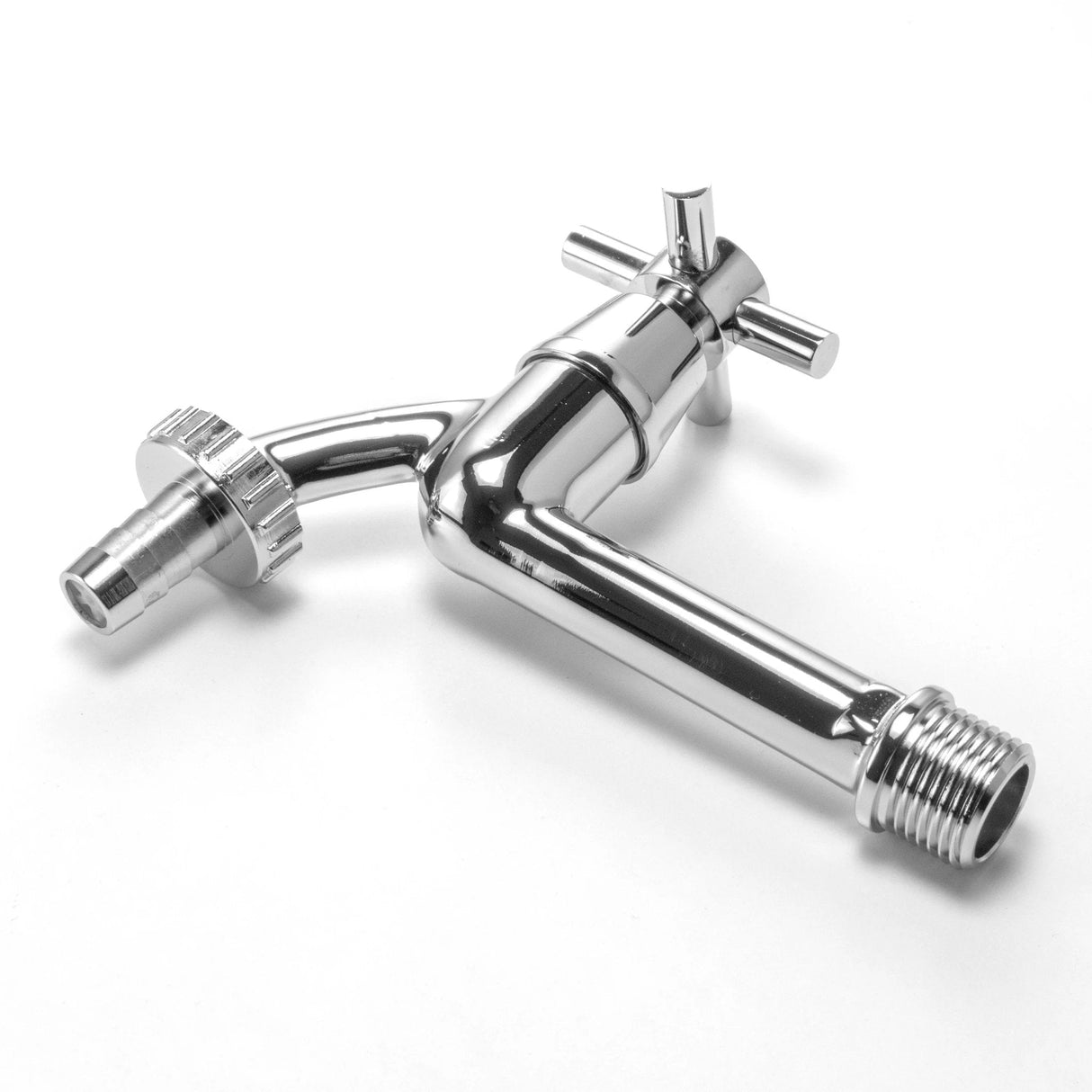 Wall Flange Kit 20mm MDPE - Extended Brass Chrome Tap 1/2" Barb - Armstrong Cheshire