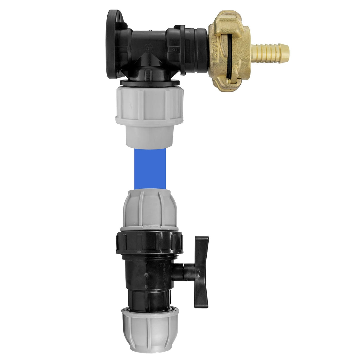 Wall Flange Kit 20mm MDPE - Geka & In Line Valve + 1/2"Barb - Armstrong Cheshire
