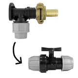 Wall Flange Kit 20mm MDPE - Geka & In Line Valve + 3/4" Barb - Armstrong Cheshire