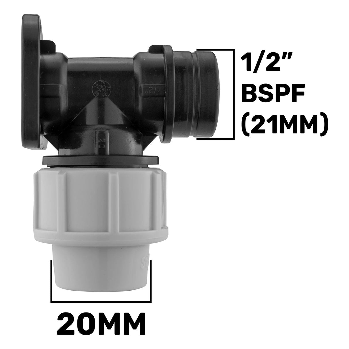 Wall Flange Kit 20mm MDPE - Lever Tap 1/2", Geka Barb 1/2" - Armstrong Cheshire