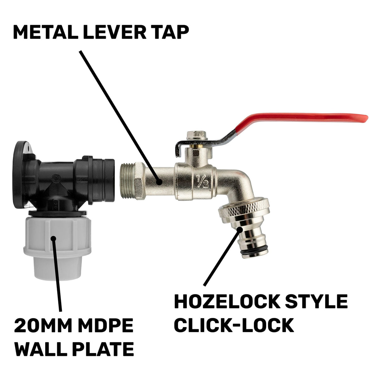 Wall Flange Kit 20mm MDPE - Lever Tap & Snap On - Armstrong Cheshire