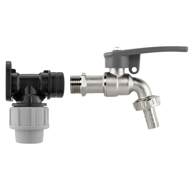 Wall Flange Kit 20mm MDPE - Lever Tap with Hose Barb and Side Lock - Armstrong Cheshire