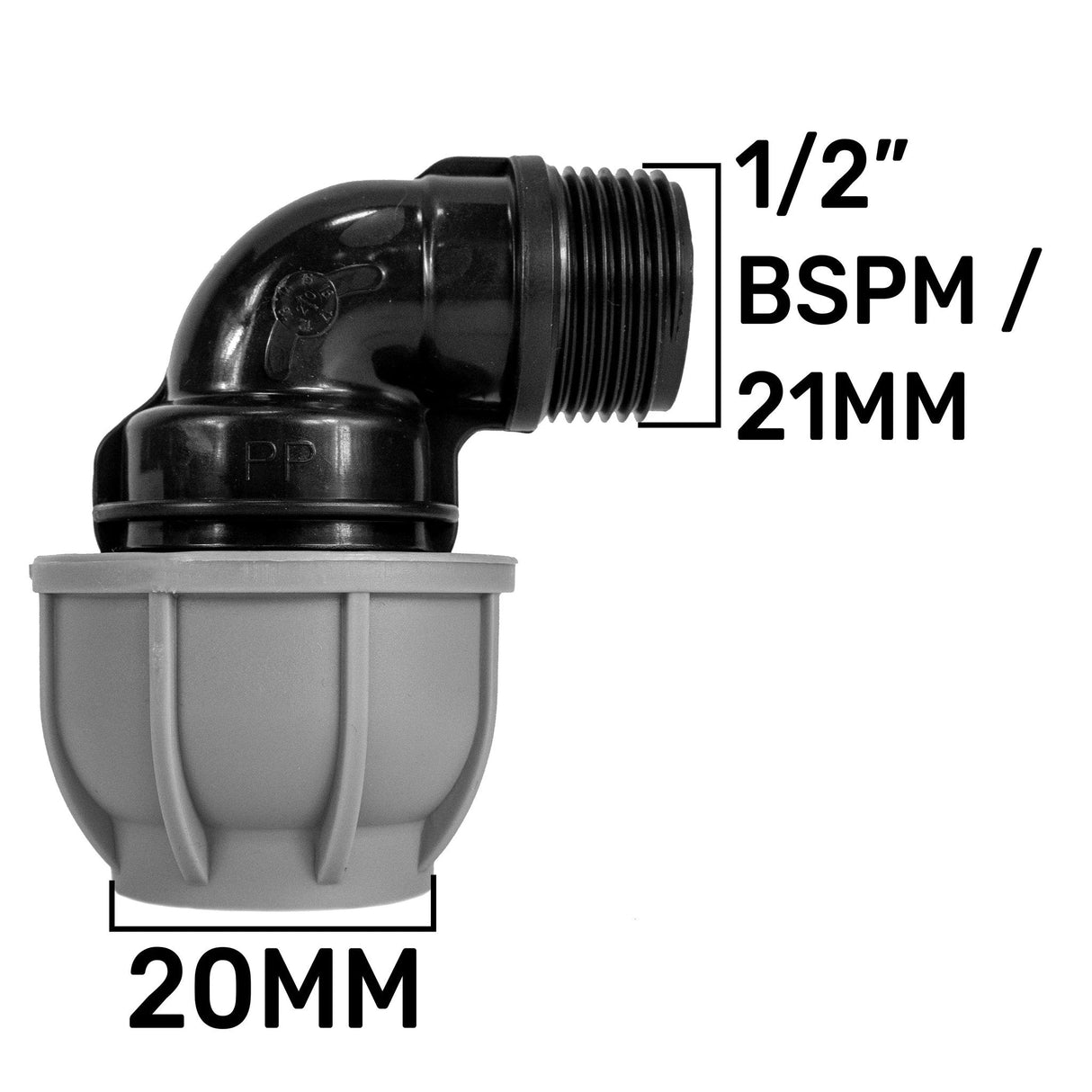 Wall Flange Kit 20mm MDPE - Lever Valve & 20mm MDPE Elbow Outlet - Armstrong Cheshire