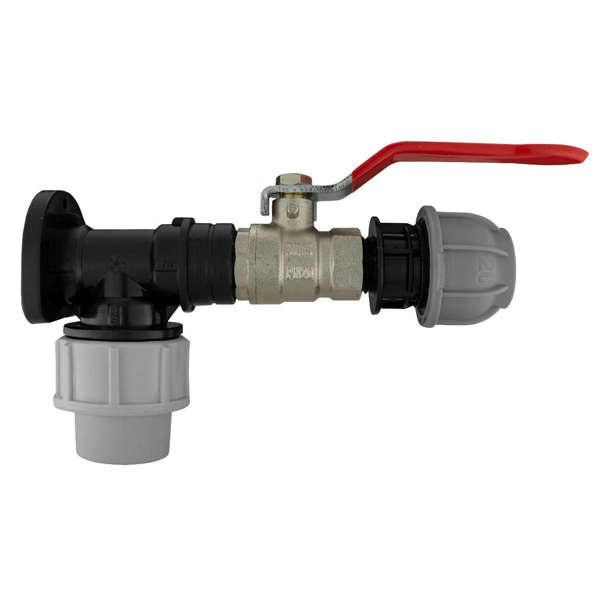Wall Flange Kit 20mm MDPE - Lever Valve & 20mm MDPE Outlet - Armstrong Cheshire