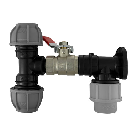 Wall Flange Kit 20mm MDPE - Lever Valve & 20mm MDPE Tee Outlet - Armstrong Cheshire