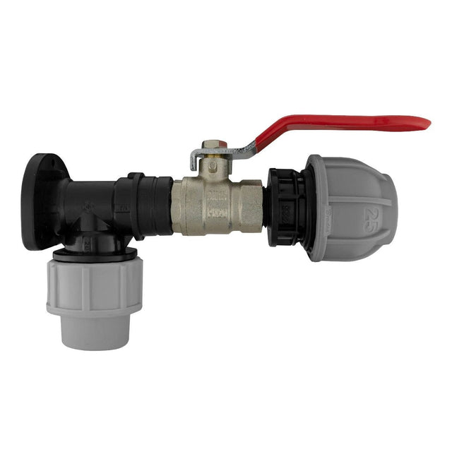Wall Flange Kit 20mm MDPE - Lever Valve & 25mm MDPE Outlet - Armstrong Cheshire