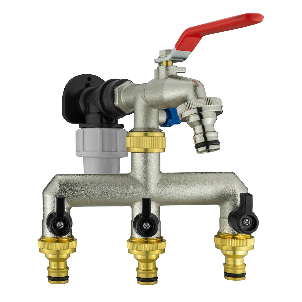 Wall Flange Kit 20mm MDPE + Quick Connect Triple Metal Splitter Tap - Armstrong Cheshire