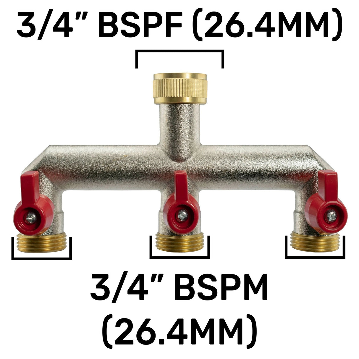 Wall Flange Kit 20mm MDPE + Triple Outlet Metal Splitter Tap - Armstrong Cheshire