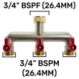 Wall Flange Kit 20mm MDPE + Triple Outlet Metal Splitter Tap - Armstrong Cheshire