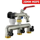 Wall Flange Kit 20mm MDPE + Triple Outlet Metal Splitter Tap - Armstrong Cheshire