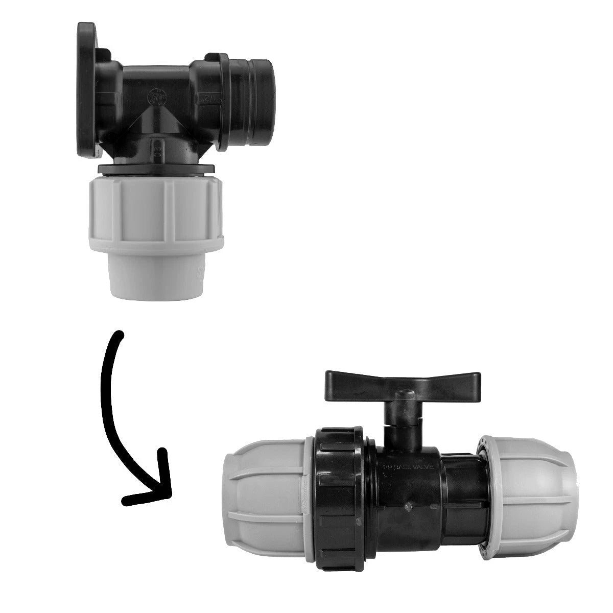 Wall Flange Kit 20mm MDPE With In-Line Valve - Armstrong Cheshire