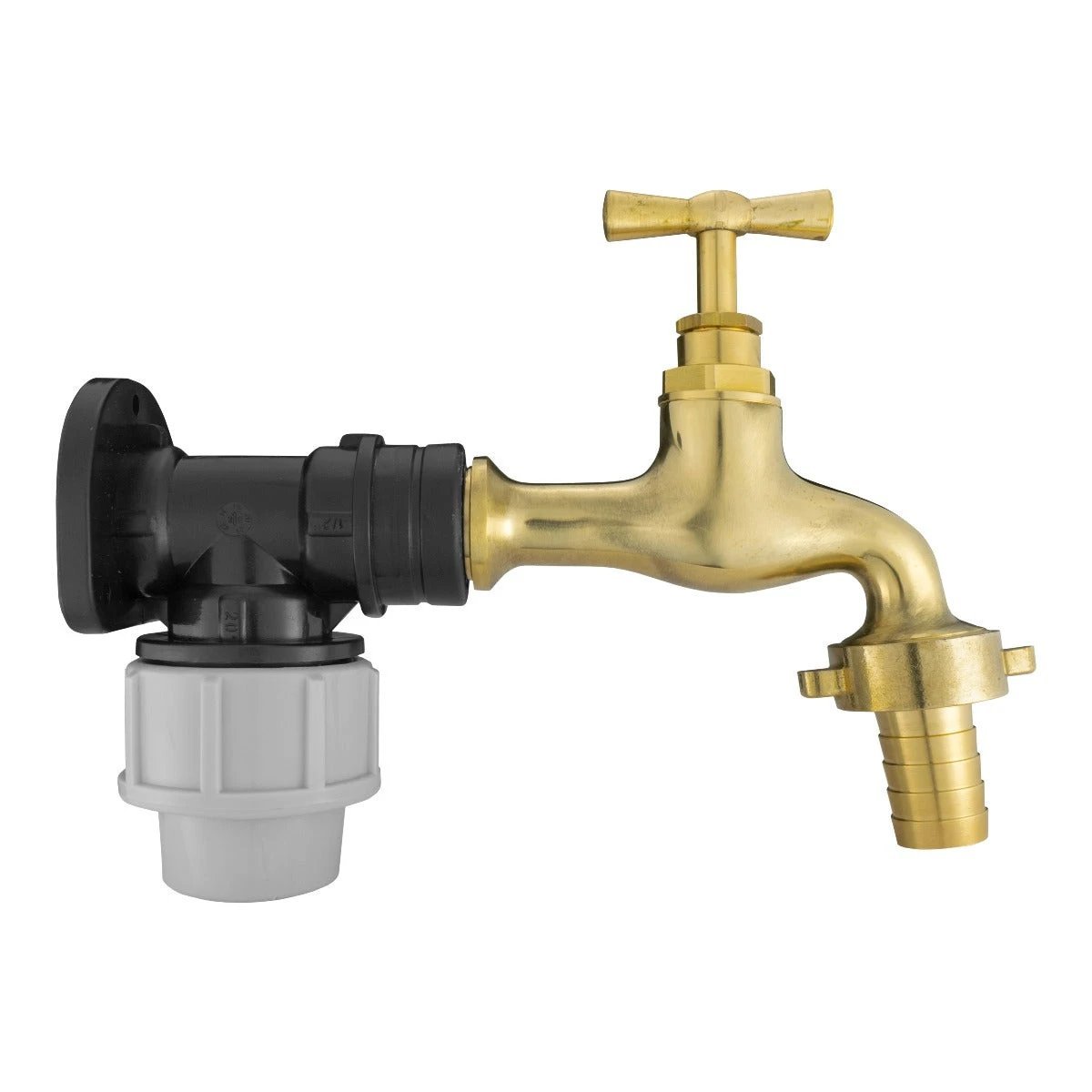 Wall Flange Kit 20mm MDPE With Polished Brass Tap - Armstrong Cheshire
