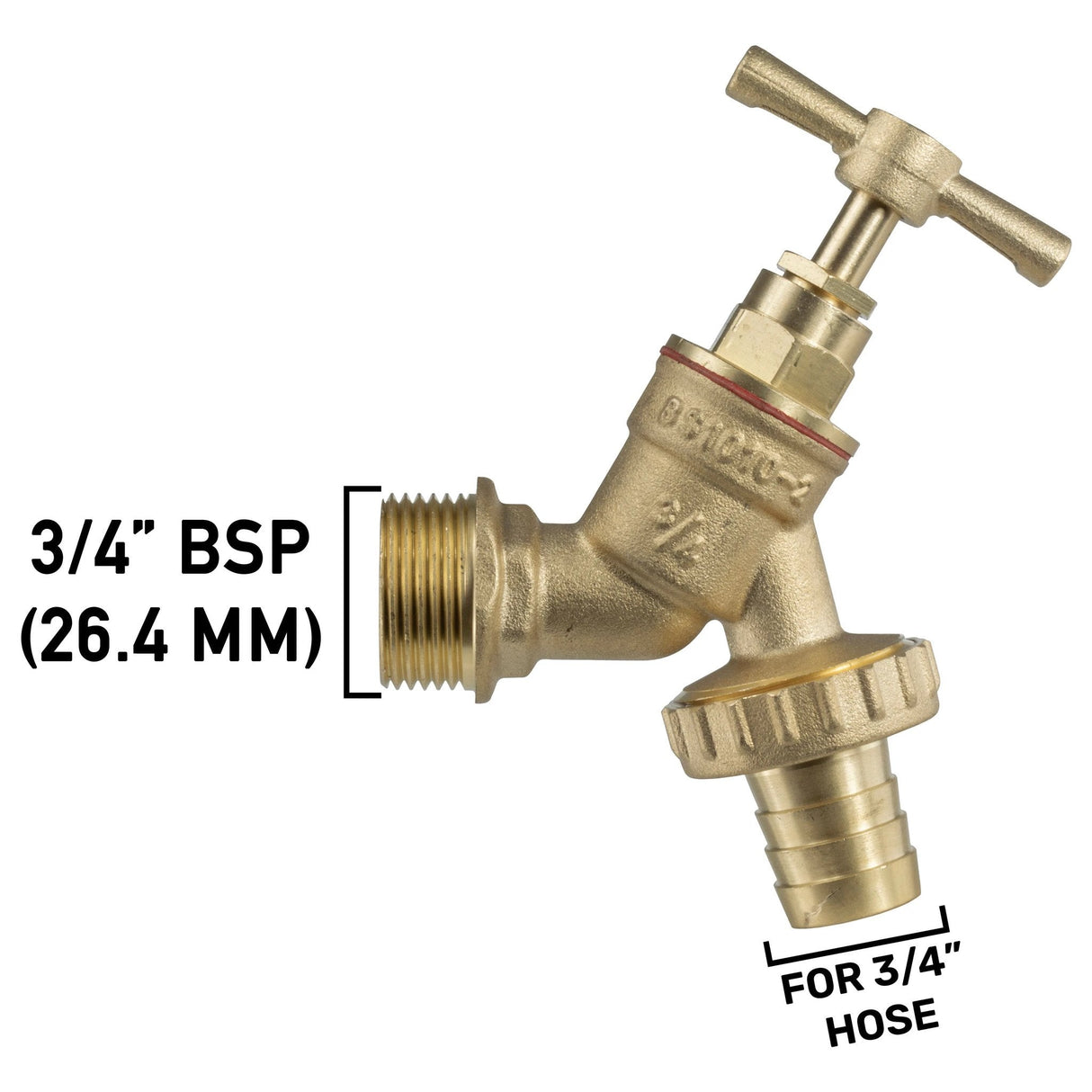 Wall Flange Kit 25mm MDPE - Brass Garden Tap 3/4" Barb - Armstrong Cheshire